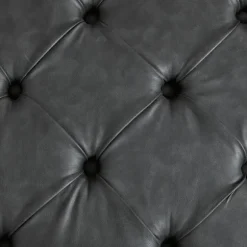 Kirkland's Home Benches & Ottomans-Dark Espresso Button Tufted Leather Ottoman