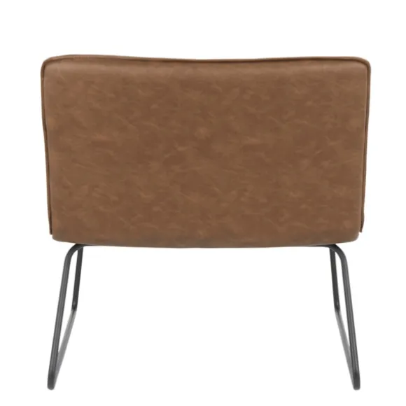 Kirkland's Home Accent Chairs-Dark Faux Leather Sleigh Accent Chair