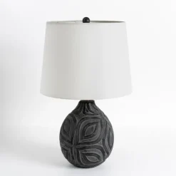 Kirkland's Home Table Lamps-Dark Gray Ceramic Leaf Table Lamp
