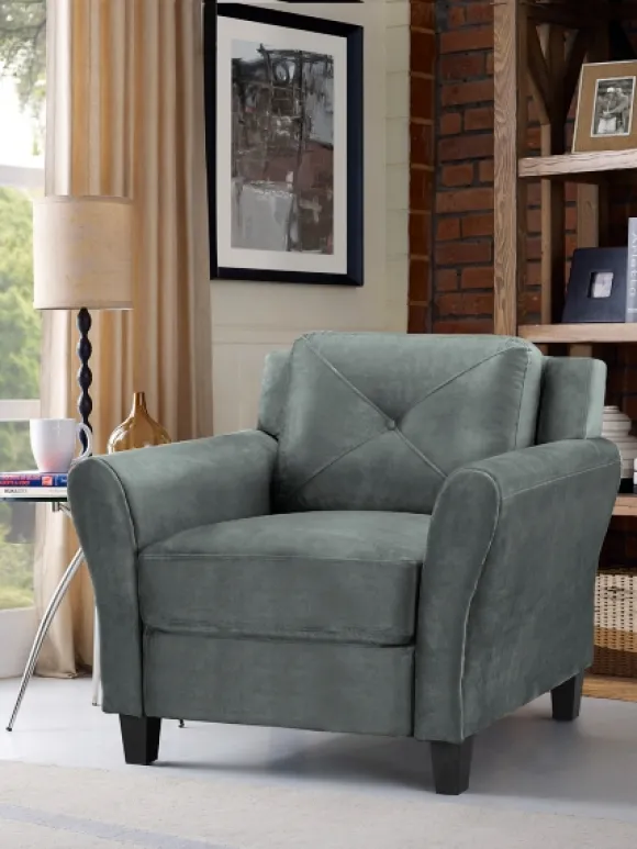 Kirkland's Home Accent Chairs-Dark Kelly Microfiber Rolled Arm Chair