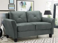 Kirkland's Home Sofas & Loveseats-Dark Kelly Microfiber Rolled Arm Loveseat