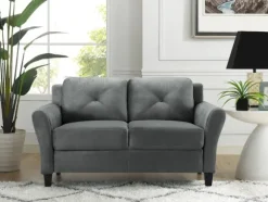 Kirkland's Home Sofas & Loveseats-Dark Kelly Microfiber Rolled Arm Loveseat