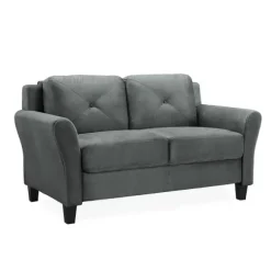 Kirkland's Home Sofas & Loveseats-Dark Kelly Microfiber Rolled Arm Loveseat