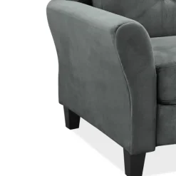 Kirkland's Home Sofas & Loveseats-Dark Kelly Microfiber Rolled Arm Loveseat