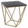 Kirkland's Home Accent & End Tables-Dark Marble And Gold Geometric Accent Table