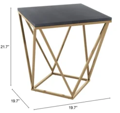 Kirkland's Home Accent & End Tables-Dark Marble And Gold Geometric Accent Table