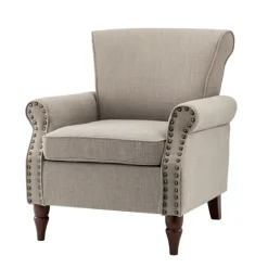 Kirkland's Home Accent Chairs-Dark Miriam Nailhead Trim Armchair
