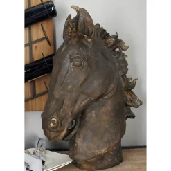 Kirkland's Home Statues & Figurines-Dark Polystone Horse Head Statue