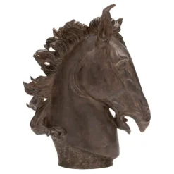 Kirkland's Home Statues & Figurines-Dark Polystone Horse Head Statue