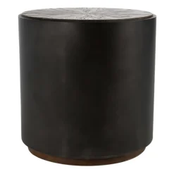 Kirkland's Home Accent & End Tables-Dark Reclaimed Elm Wood Drum Accent Table