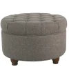 Kirkland's Home Benches & Ottomans-Dark Tufted Round Storage Ottoman