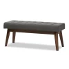 Kirkland's Home Benches & Ottomans-Dark Tufted Walnut Wood Bench