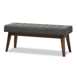 Kirkland's Home Benches & Ottomans-Dark Tufted Walnut Wood Bench