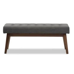 Kirkland's Home Benches & Ottomans-Dark Tufted Walnut Wood Bench