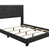 Kirkland's Home Beds & Headboards-Dark Upholstered Button Tufted Wing Queen Bed