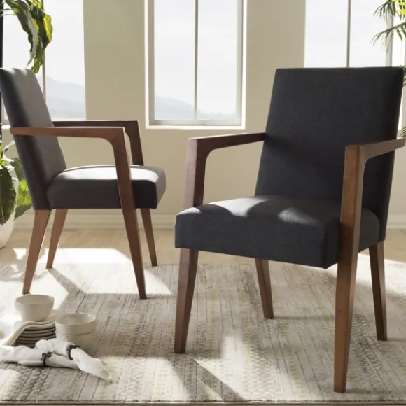Kirkland's Home Accent Chairs-Dark Upholstered Wooden Accent Chair
