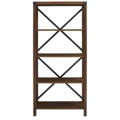 Kirkland's Home Bookshelves-Dark Walnut Farmhouse Metal Bookcase
