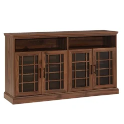 Kirkland's Home Tv Stands & Media Consoles-Dark Walnut Glass Door Classic Tv Stand