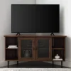 Kirkland's Home Tv Stands & Media Consoles-Dark Walnut Glass Door Corner Tv Stand