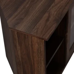 Kirkland's Home Tv Stands & Media Consoles-Dark Walnut Glass Door Corner Tv Stand