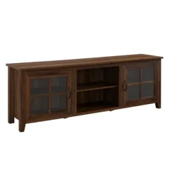 Kirkland's Home Tv Stands & Media Consoles-Dark Walnut Glass Door Tv Stand