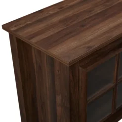 Kirkland's Home Tv Stands & Media Consoles-Dark Walnut Glass Door Tv Stand