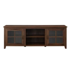 Kirkland's Home Tv Stands & Media Consoles-Dark Walnut Glass Door Tv Stand