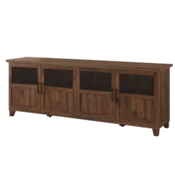 Kirkland's Home Tv Stands & Media Consoles-Dark Walnut Glass Paneled Door Tv Stand