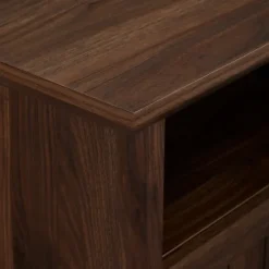 Kirkland's Home Tv Stands & Media Consoles-Dark Walnut Grooved Door Corner Tv Stand