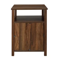 Kirkland's Home Accent & End Tables-Dark Walnut Grooved Door Side Table