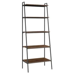Kirkland's Home Bookshelves-Dark Walnut Industrial Ladder Shelf