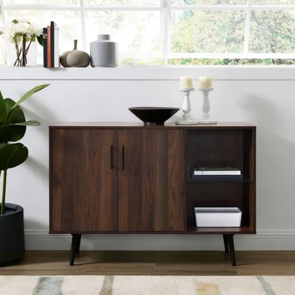 Kirkland's Home Console Tables-Dark Walnut Mid-Century Console Table