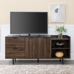 Kirkland's Home Tv Stands & Media Consoles-Dark Walnut Mid-Century 4-Door Tv Stand