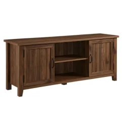 Kirkland's Home Tv Stands & Media Consoles-Dark Walnut Modern Farmhouse Tv Stand