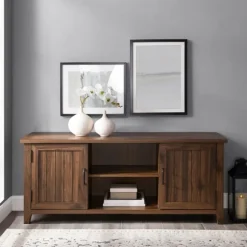 Kirkland's Home Tv Stands & Media Consoles-Dark Walnut Modern Farmhouse Tv Stand