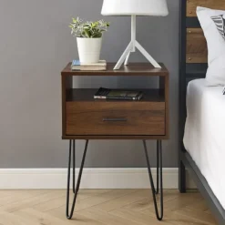 Kirkland's Home Accent & End Tables-Dark Walnut Modern Farmhouse Side Table
