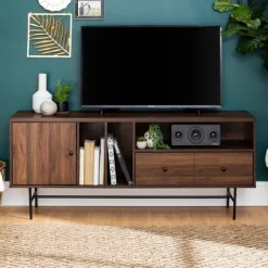 Kirkland's Home Tv Stands & Media Consoles-Dark Walnut Modern Record Storage Tv Stand