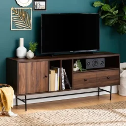 Kirkland's Home Tv Stands & Media Consoles-Dark Walnut Modern Record Storage Tv Stand