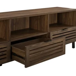 Kirkland's Home Tv Stands & Media Consoles-Dark Walnut Rustic Slat Door Tv Stand, 70 In.