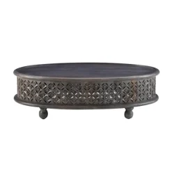 Kirkland's Home Coffee Tables-Dark Wood Carved Medallion Coffee Table