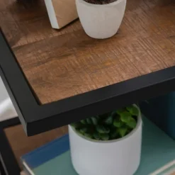 Kirkland's Home Accent & End Tables-Dark Wood Shelves S-Frame Accent Table