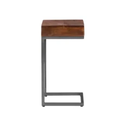 Kirkland's Home Accent & End Tables-Dark Wood Single Drawer C-Frame Accent Table