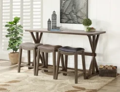 Kirkland's Home Dining Tables-Dark Wooden Trestle Counter Table, 72 In.
