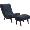 Kirkland's Home Accent Chairs-Deep Navy Piped Edge 2-Pc. Chair And Ottoman Set