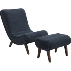 Kirkland's Home Accent Chairs-Deep Navy Piped Edge 2-Pc. Chair And Ottoman Set