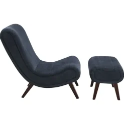 Kirkland's Home Accent Chairs-Deep Navy Piped Edge 2-Pc. Chair And Ottoman Set