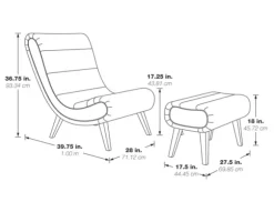 Kirkland's Home Accent Chairs-Deep Navy Piped Edge 2-Pc. Chair And Ottoman Set