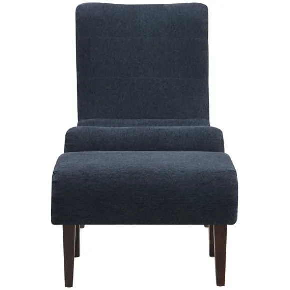 Kirkland's Home Accent Chairs-Deep Navy Piped Edge 2-Pc. Chair And Ottoman Set
