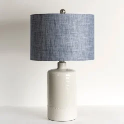 Kirkland's Home Table Lamps-Denim Shade Ribbed Table Lamp