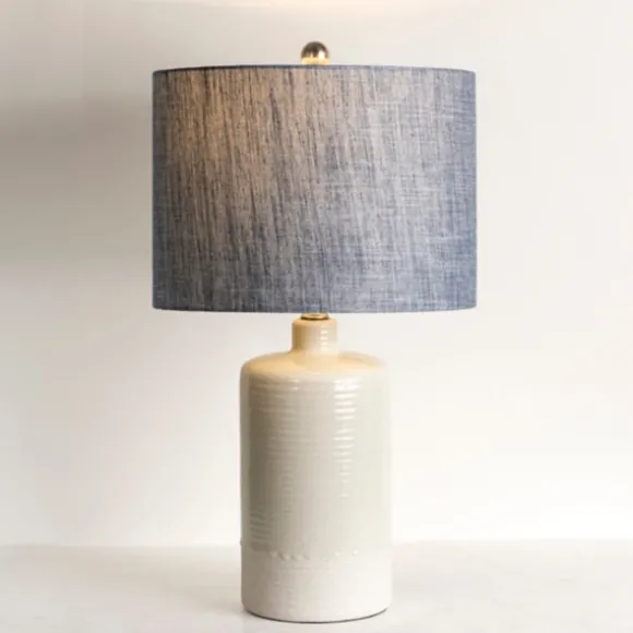 Kirkland's Home Table Lamps-Denim Shade Ribbed Table Lamp